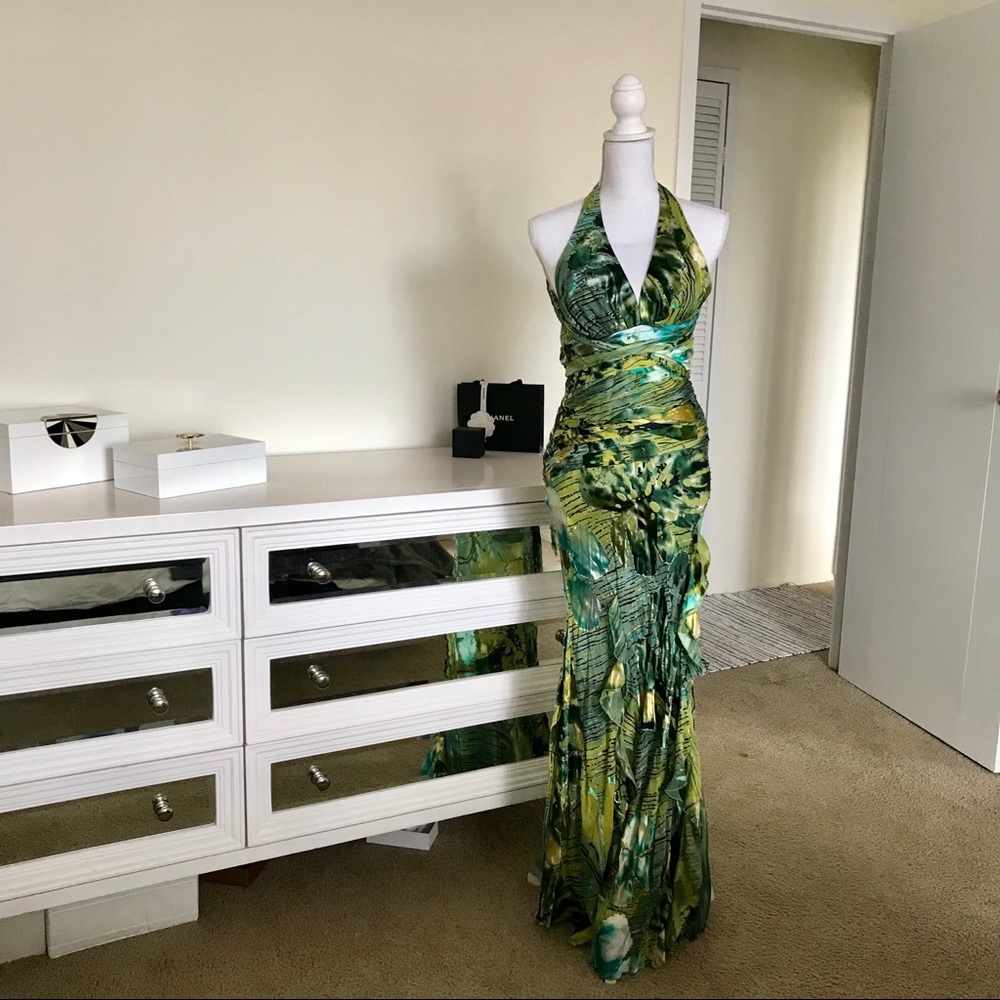 Royal green w/yellow Sexy dress